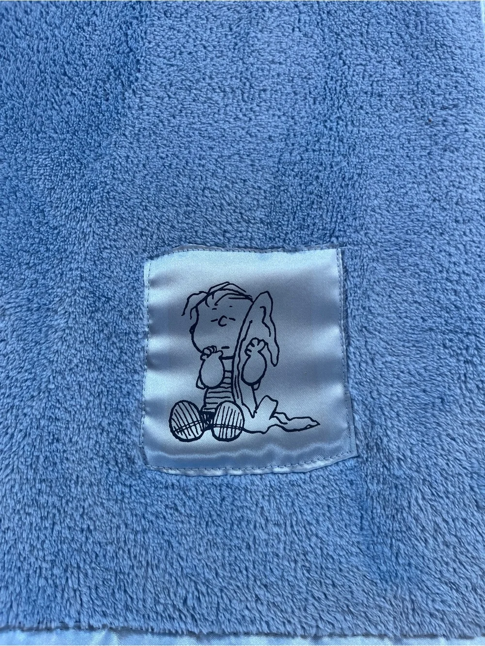Northwest Peanuts Linus Security Blanket Blue Plush Satin Trim Fleece Blankie